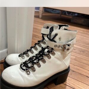 Jeffrey Campbell White and Black Combat Boots